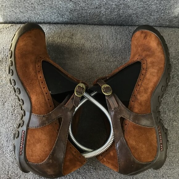 Merrell Suede And Leather Dark Spice Brown T-Strap Mary Jane Shoes Sz 8.5 - Picture 3 of 10